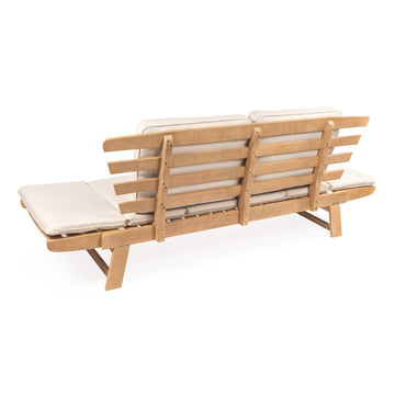 Hartley 2-Seat Modern Scandinavian Folding Wood Outdoor Day Bed Sofa - JONATHAN Y
